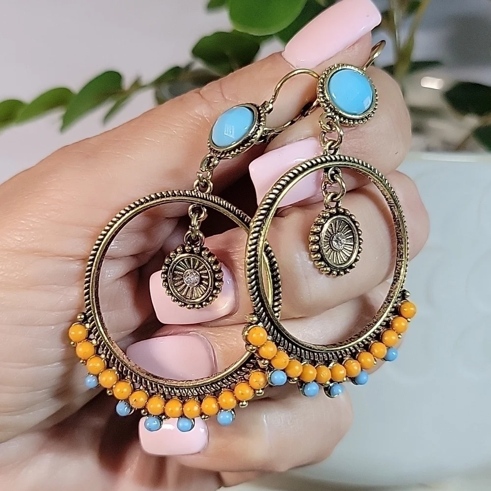 🔥LAST PAIR🔥 Bohemian Bead Drop Hoop Earrings